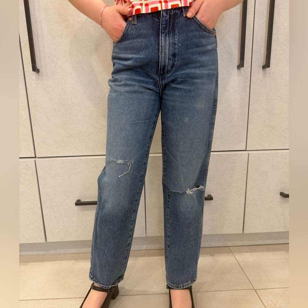 Wrangler Wild West 603 high rise straight leg Women's Blue Boyfriend Jeans 25